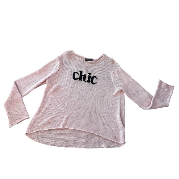 Wooden Ships Pink Spell Out Sweater CHIC Oversized Medium Loose Weave M - Picture 2 of 11